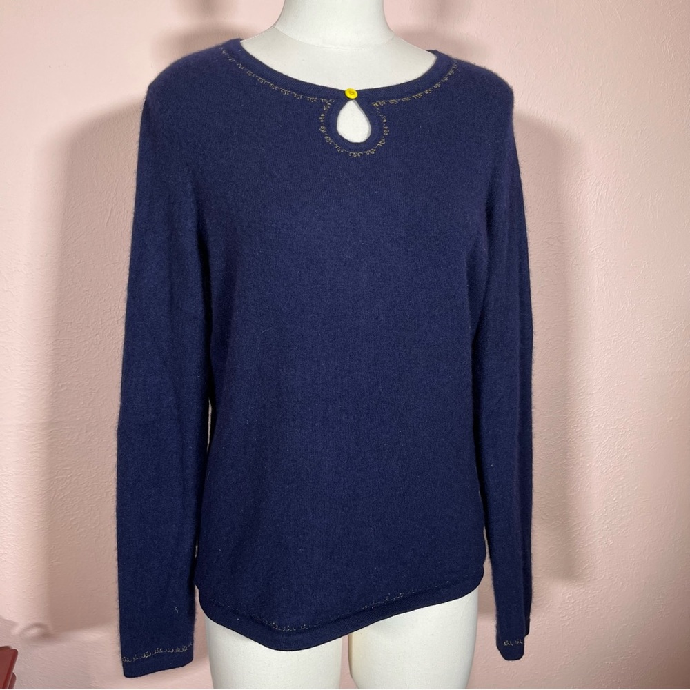 Vintage 90 Y2k Pearl Blue Cottagecore Cashmere feminine Croquet Girl Sweater - Picture 14 of 16